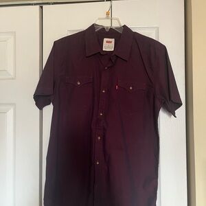 Levi's Short-Sleeve Button-Down Shirt — Burgundy